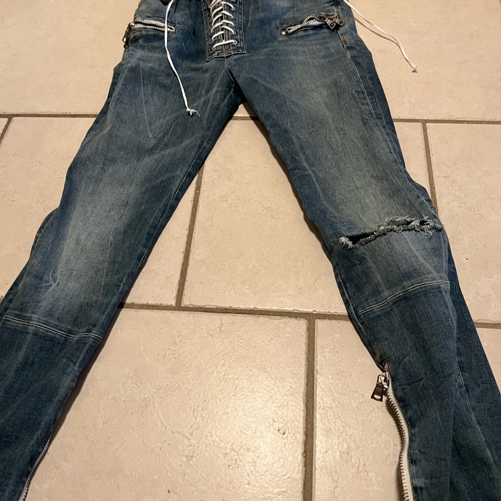 Sold-out skinny lace-up jeans. I chased them down and sadly they’re too tight